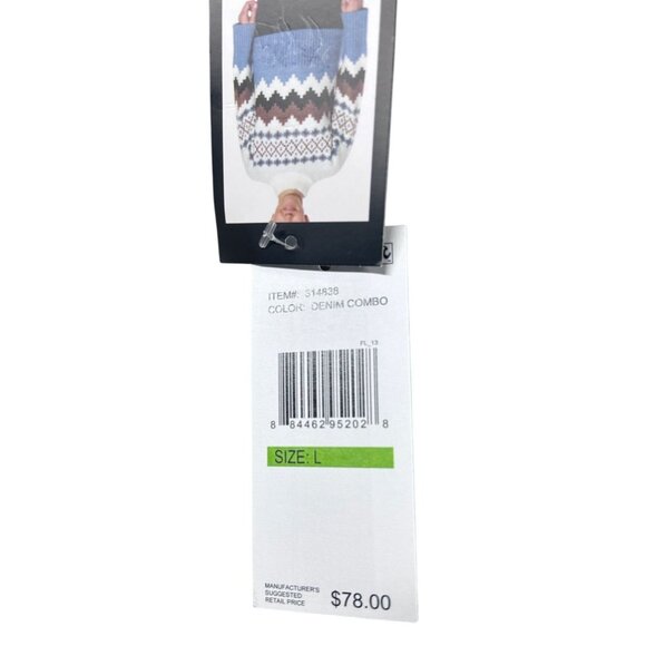 Joseph A. Sweater Women's Size Large Fair Isle Pattern Denim Combo New With Tags - Picture 9 of 10